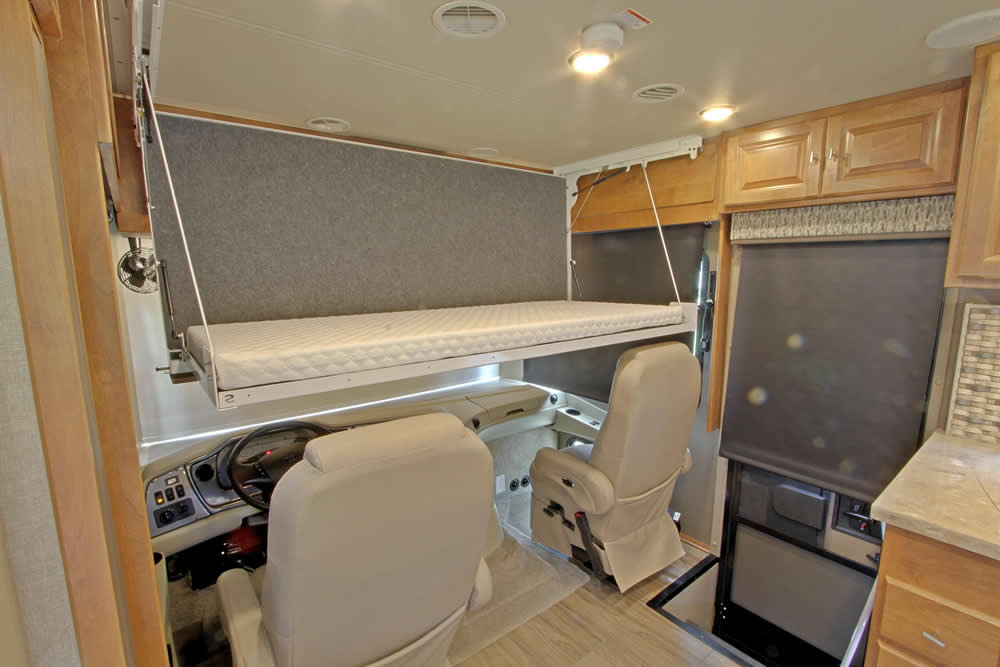 top bunk with shades pulled down