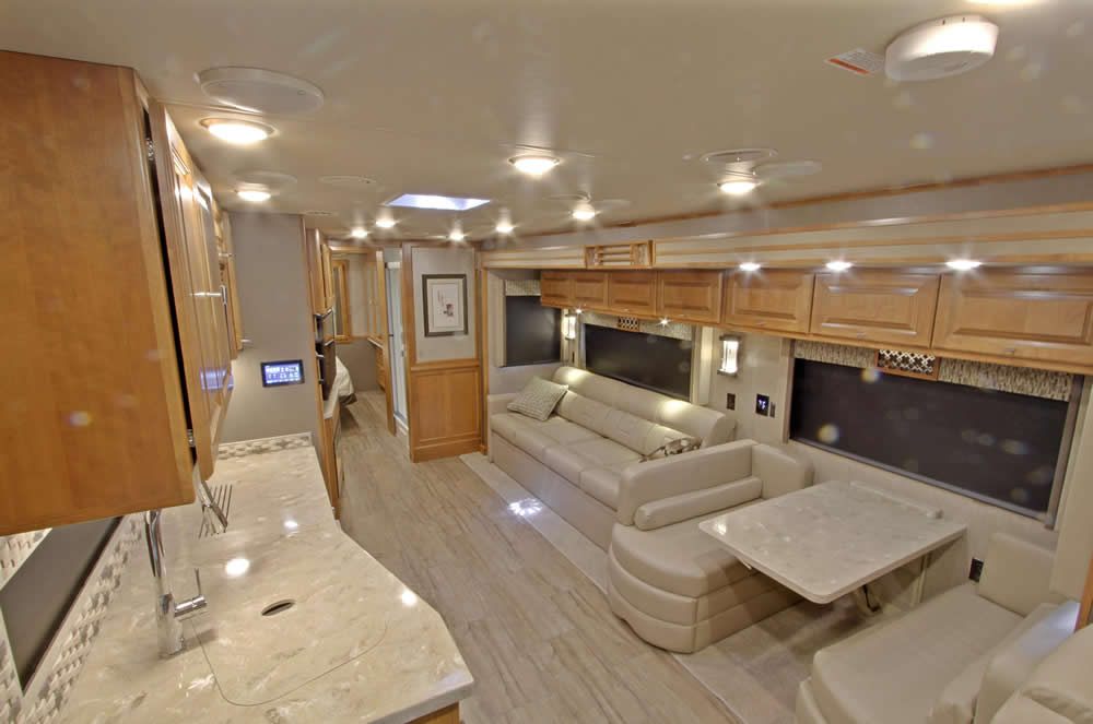above view of living room and kitchen